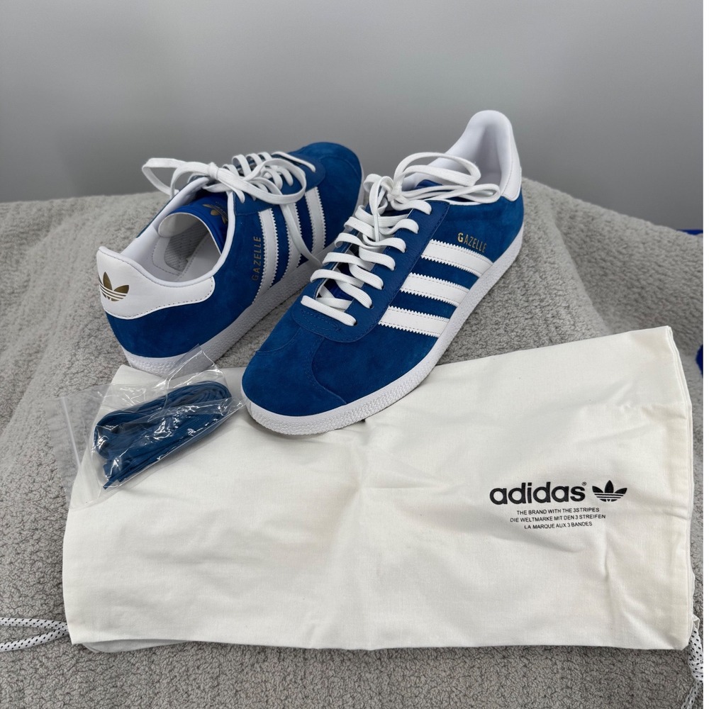 Adidas Gazelle Blue White Suede Low Top Sneakers with Box and Dust Bag